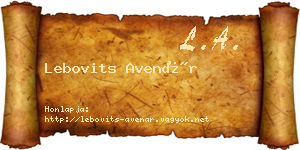 Lebovits Avenár névjegykártya